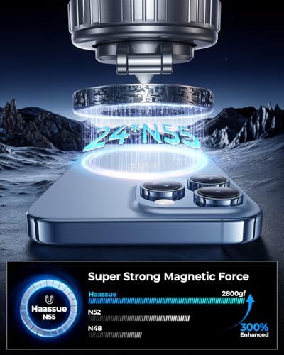 2025 Upgraded Vacuum Magnetic Car Phone Holder [89+LBS Suction/2800gf Magnet], Suction Cup Phone Mount, Ultra-Strong Magnetic Stand for Car/Mirror/Gym/Kitchen/iPhone16 15 14 13 12, Silver – Enhanced Compatibility and Speed