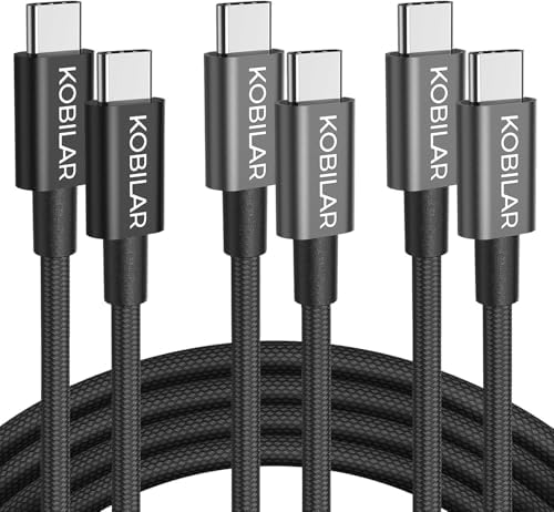 High-Speed USB C to USB C Cable 3-Pack – 100 W Power Delivery & 5 A Fast Charging for i Phone 15 & i Pad Pro – Versatile Lengths (5 ft & 6.6 ft) with Superior Durability for Enhanced Device Efficiency – Ideal for Home, Office, and Travel