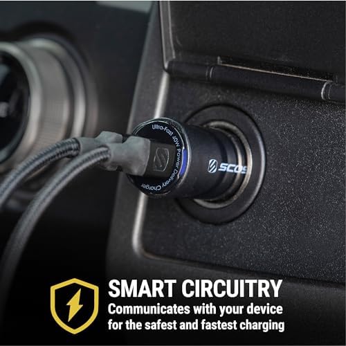 Scosche M Power Volt 40 W Dual Port USB-C Car Charger – Fast Charging Adapter for i Phone, Galaxy & All USB-C Devices, Flush Cigarette Lighter Design, Sleek & Compact Automotive Power Solution for On-the-Go Convenience
