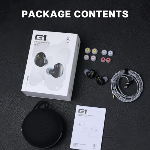 Linsoul 7 HZ G1 Premium Wired In-Ear Monitors – Cutting-Edge 10 mm DLC Dynamic Drivers for Unmatched Sound Precision, Removable OFC Silver-Plated Cable for Longevity, Comfortable Ergonomic Design for Extended Use, Versatile 3.5 mm Jack Compatibility, Elegant Black Finish Perfect for Audiophiles and Gamers Seeking Exceptional Audio Performance