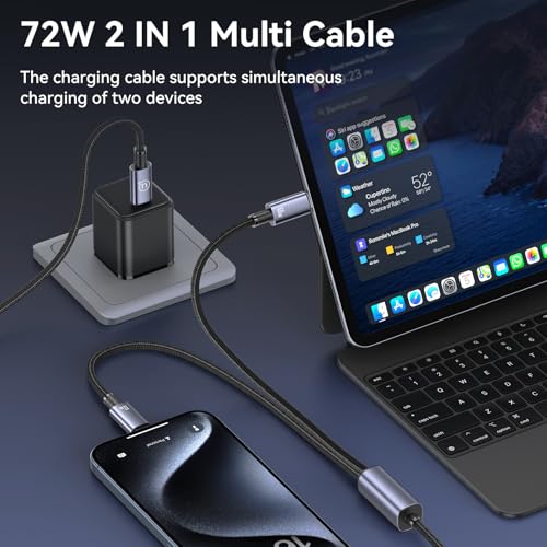 Multi Charging Cable 2-in-1 USB C to USB C Cable 72W Max 4ft Fast Charging Cable for iPhone Series Samsung Galaxy Tablets, Laptops and More – Enhanced Compatibility and Speed