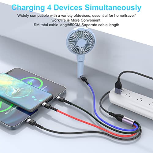 Multi Charging Cable10ft Multi Phone Charger Cable Braided Universal 4 in 1 Charging Cord Extra Long Multiple USB C Cable with IP/USB C C/Micro USB Charger Cables for iPhone/Pad/Galaxy/Pixel and More – Enhanced Compatibility and Speed
