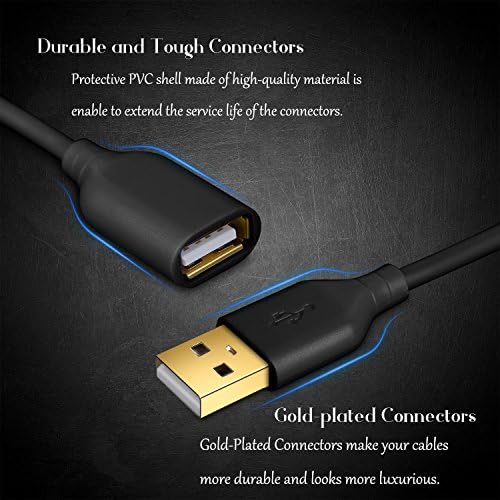 Costyle USB Extension Cable 15 ft – 2 Pack, Premium USB 2.0 A Male to A Female Extension Cord for Enhanced Device Connectivity, Ideal for Mouse, Keyboard, Camera, Printer – Sleek White Design for Modern Workspaces and Home Entertainment