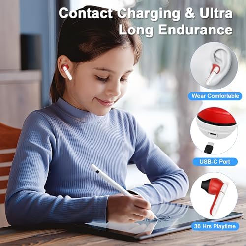Discover the Ultimate 2 Pack Wireless Earbuds for Kids – Lightweight, Ergonomic Ball-Shaped Design for Superior Comfort and Seamless Connectivity with Android & i OS Devices, Perfect for Music, Audiobooks, and Learning Adventures – Built to Last for Young Explorers Seeking Quality Sound and Portability