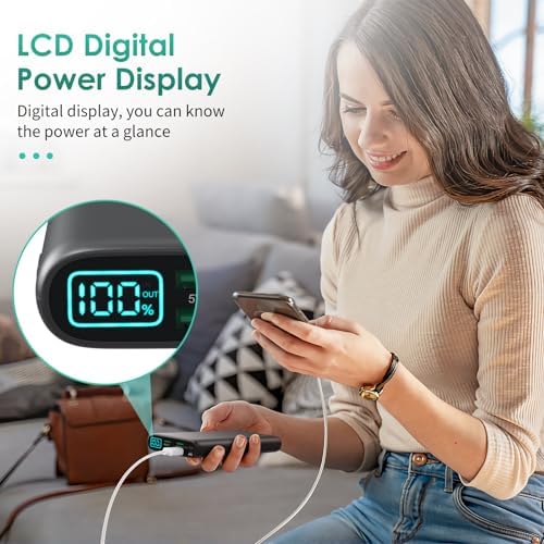 High-Capacity 38800 m Ah Portable Power Bank with LCD Display – Multi-Device Charger Featuring 5 USB Outputs and USB-C Connectivity for Fast Charging – Ideal for i Phone 16/15/14/13 Pro, Samsung Galaxy, Pixel, and Nexus – Ultimate On-the-Go Charging Solution in Blue