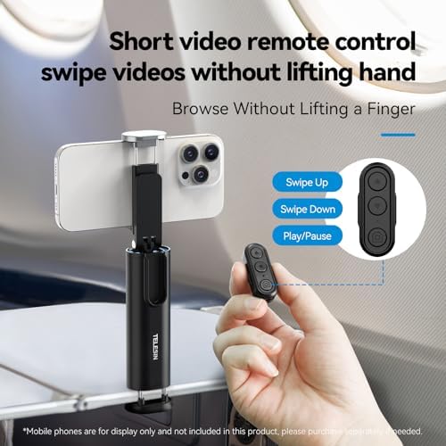 Universal Airplane Phone Holder, Handsfree Bluetooth Phone Stand with 360° Rotation, Travel Essentials Page Turner Remote for TikTok & Mobile Controller, Ideal for Flying, Home, and Office Use – Enhanced Compatibility and Speed