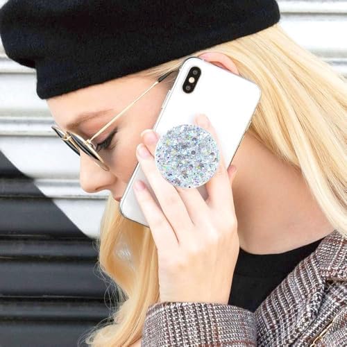 Universal Cell Phone Stand Compatible with for Phone Grip Holder, 360° Rotation-Transparent Magnetic Sparkling Starlight Drops colloidal Powder (Lilac) – Enhanced Compatibility and Speed