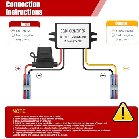 Heavy-Duty IP67 Waterproof DC-DC Converter: Reliable Voltage Regulator for Marine, Truck, and Solar Use – 10-60 V Input to 5 V Output, 5 A, 25 W – Shockproof & Dustproof Design for Extreme Environments – 1-Year Warranty for Dependable Performance