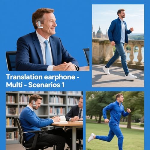 Next-Gen AI Translation Earbuds: 3-in-1 Wireless Headphones for Instant Language Conversion in 144 Languages, Ergonomic Design for Effortless Travel and Business Communication, Compatible with i OS & Android, Lightweight & Reliable Audio Experience