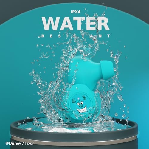 Monsters Inc Bluetooth Wireless Earbuds – Ultimate 30-Hour Playtime & Lightweight Comfort for All Ages – Seamless Connectivity & Built-In Mic for Effortless Calls – Perfect Disney Gift for Kids and Pixar Fans – Enjoy Iconic Sound Quality with Durable Design