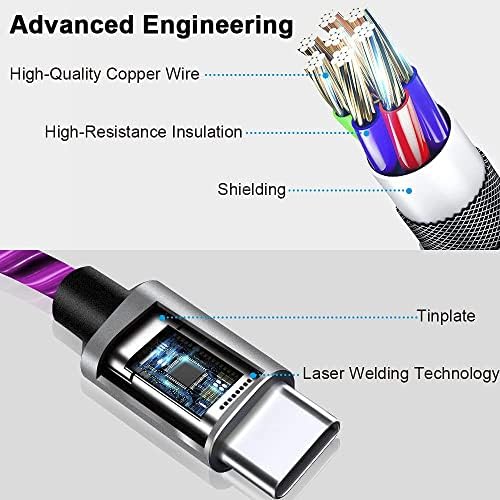 Illuminate Your Charging Experience: MFi Certified 6 ft LED Light Up Lightning Cable for i Phone 14/13/12/11/11 Pro/Max/XS/XR/X/6/7/8 – Fast Charging & High-Speed Data Sync in Vibrant Purple – Optimal Durability & Enhanced Compatibility for Effortless Connectivity