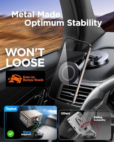 Ultimate Mag Safe Car Phone Holder for Dashboard – 360° Rotatable Magnetic Mount with Strong Adhesive for i Phone & Samsung – Secure, Sturdy Metal Design for Safe Driving and Hands-Free Navigation