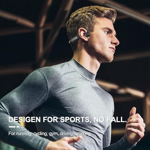 Revolutionary Open-Ear Bone Conduction Headphones – Ultra-Lightweight Bluetooth 5.3 Sport Earbuds for Active Enthusiasts, 10 Hours of Playtime, Waterproof & Sweatproof for Running, Cycling, and Hiking – Built-in Mic for Effortless Hands-Free Calling – Stylish Gray Design