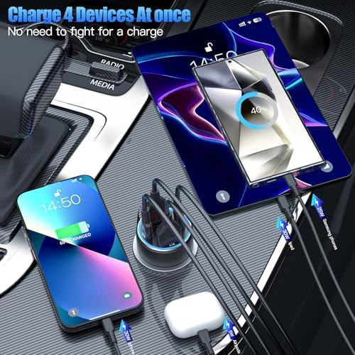 High-Power 78 W Dual USB-C Car Charger Adapter – 4-Port Fast Charging Hub for i Phone 16/15/14/13/12, i Pad, Samsung Galaxy & Android Devices (Black, 2-Pack) – Ultimate On-the-Go Charging Solution for Families and Road Trips
