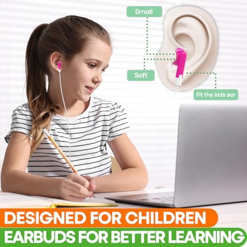 Affordable 60-Pack Kids Earbuds – Robust Wired Headphones with 3.5 mm Jack for Enhanced Learning and Play, Vibrant Color Selection for Classroom Engagement, Lightweight Build with Tangle-Free Cord for Optimal Comfort and Efficiency