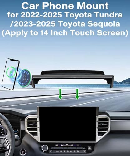 Revolutionize Your Driving Experience with the Premium Car Phone Holder for 2023-2025 Toyota Sequoia & 2022-2025 Toyota Tundra – Seamless 14-Inch Touchscreen Integration, 15 W Fast Wireless Charging, and Hands-Free Navigation for Ultimate Connectivity and Safety on the Road