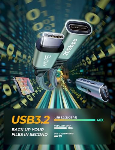 Maximize Your Connectivity with AINOPE 10 FT USB C Extension Cable – 20 Gbps Data Transfer & 240 W Charging Power, Ideal for i Phone 16 Pro Max, PSVR2, Mac Book Air M2 Pro, and More – Stylish Blue Design for Enhanced Flexibility and Performance