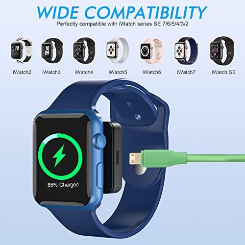Dual-Purpose MFi-Certified USB A Fast Charger for Apple Watch & i Phone – 3.3 FT Wireless Charging Solution in Elegant Blue for Seamless Device Powering and Enhanced Compatibility with Air Pods