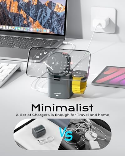Ultimate 3-in-1 Magnetic Wireless Charging Station for i Phone, Apple Watch & Air Pods – Fast 65 W Travel Charger with Mag Safe Compatibility, Compact Design for Effortless Portability and Seamless Device Management