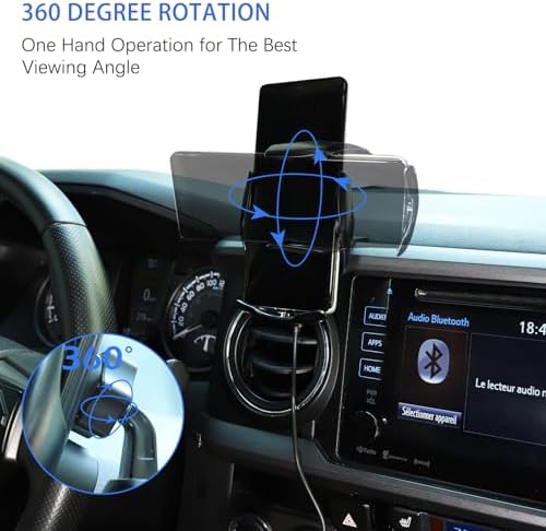 Magnetic Suction Car Phone Mount for Tacoma 2016-2022 – Hands-Free Dashboard & Vent Holder with Retractable Stand for Ultimate Accessibility and Safety in Black – Perfect Fit for Navigation and Calls