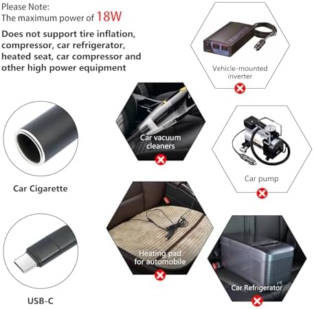3.3 Feet USB C to 12 V Car Cigarette Lighter Socket Adapter – 18 W Fast Charging Converter Cable for GPS, Dash Cam & Portable Devices – Durable, Flexible Power Supply for On-the-Go Charging Needs