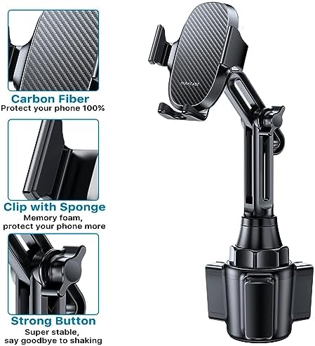 Miracase Adjustable Long Neck Car Cup Phone Holder – Upgraded Universal Smartphone Mount for i Phone, Samsung, and Google – Stylish Pink Design for Enhanced Stability and Easy Access to Navigation and Music – Perfect Vehicle Accessory for Safe Hands-Free Driving