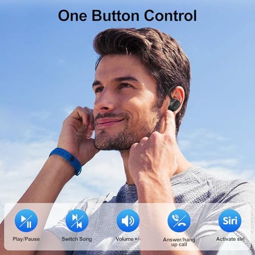 Premium Bluetooth Wireless Earbuds – 60-Hour Playback, IPX6 Waterproof for Ultimate Protection, Secure Over-Ear Hooks for Active Lifestyles, Enhanced Bass for Sports and Workouts, Built-in Microphone with LED Battery Indicator, Seamless Bluetooth Connectivity for All-Day Comfort and Performance