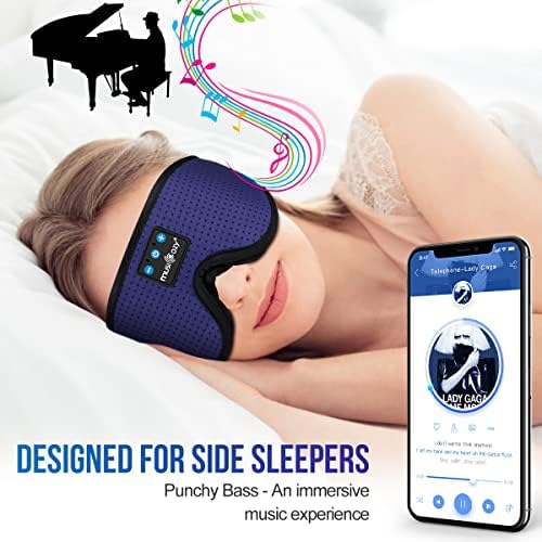 Ultimate Bluetooth Sleep Mask with Built-In Headphones – Perfect for Side Sleepers Seeking Uninterrupted Relaxation – Advanced Wireless Eye Cover for Enhanced Sleep Quality – Soft, Breathable Fabric for All-Night Comfort – Rechargeable Battery for Extended Playback – Ideal Travel Companion for Music Lovers and Restful Sleep