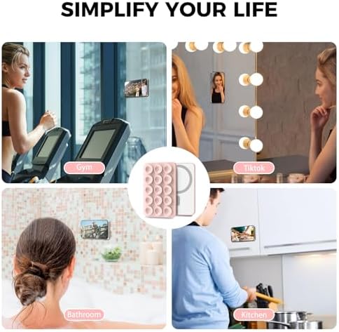 AHASTYLE Silicone Suction Phone Case Stand for iPhone 16/15/14/13/12 Series, Magnetic Suction Cup Phone Mount for iPhone MagSafe Phone Case, Mirror Shower Phone Holder, for TikTok Videos and Selfies – Enhanced Compatibility and Speed