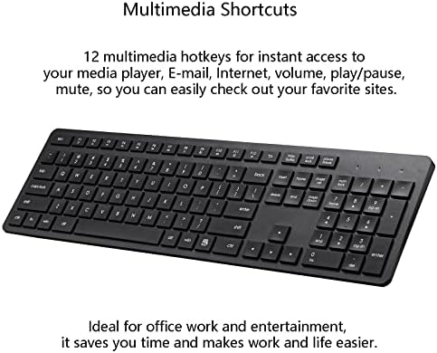 Upgrade Your Workspace with the Harburfine Silent Wireless Keyboard – Full-Size 106-Key USB Keyboard for Windows, Chrome & More – Ergonomic Design for Comfort & Enhanced Productivity – Quiet Key Presses for Distraction-Free Typing – Perfect for Office & Home Use