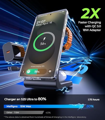 Magnetic Wireless Charging Station for Samsung Devices – 3-in-1 Fast Charging Hub for Galaxy S25, S24, S23, Z Fold 7, Flip 7, Galaxy Watch Ultra/8/7/6, and Galaxy Buds – Effortless Magnetic Alignment, Enhanced Compatibility, and Sleek Design for Home and Office Use – Premium Safety Features with Smart Chip Protection – Perfect Gift for Tech Enthusiasts