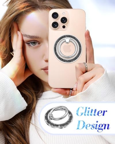 Glamorous Glitter Magnetic Phone Ring Holder for i Phone – Chic Mag Safe-Compatible Grip for Easy One-Handed Use – Stylish Finger Stand Accessory for Women – Perfect for Hands-Free Video Calls and Everyday Convenience – Secure, Durable, and Easy to Clean
