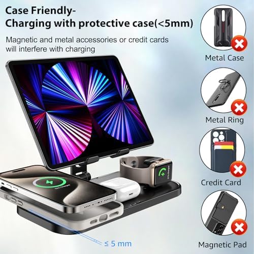 Revolutionize Your Charging Routine with the Advanced 4-in-1 Wireless Charging Station for Apple Devices – Seamless Power Hub for i Phone 15 Pro Max, Air Pods Pro 2, i Pad, and Apple Watch Series 9/8/7 – Sleek Design with Fast Charging & Safety Features for Home and Office Efficiency
