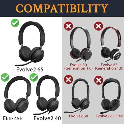 Premium SOULWIT Replacement Earpads for Jabra Evolve2 65 & 40 – Ultra-Comfort Protein Leather Cushions for Enhanced Sound Isolation and Longevity – Effortless Installation in Sleek Black Finish – Perfect On-Ear Headset Upgrade for Extended Listening and Productivity