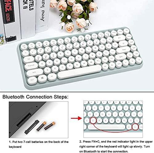FELICON Retro Mini Wireless Bluetooth Keyboard – Portable 84-Key Typewriter Design for Android, i Pad, Windows & PC – Perfect Companion for Home & Office with Enhanced Compatibility and Rechargeable Battery