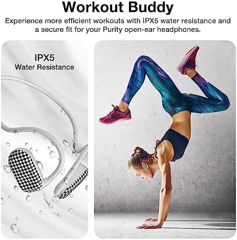 Purity Air Open Ear Headphones – Advanced True Air Conduction Wireless Bluetooth Earbuds with Dual Mic for Clear Calls – Ergonomic, Sweat-Resistant Design for Active Lifestyles – Compatible with i Phone & Android – Ultimate Comfort and Audio Awareness