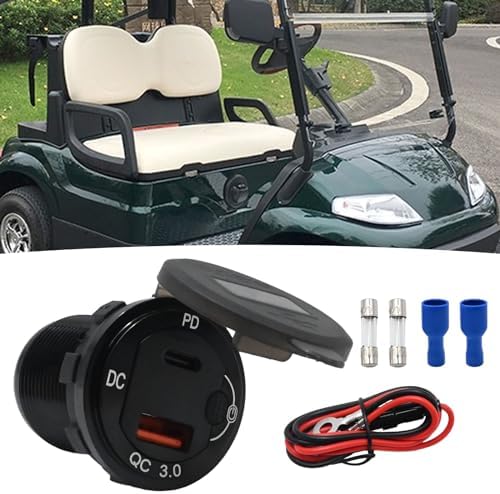 UOIENRT 83 W High-Speed USB C Car Charger with 18 W QC3.0 and 65 W USB C Port – Smart Voltmeter & 12 V Socket with Button Switch for Seamless Charging in Cars, Golf Carts, and Marine Vessels – Enhance Device Compatibility and Performance