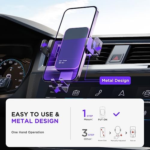 High-Speed Wireless Car Charger with Auto-Clamping Phone Mount and RGB Backlight – 15 W Qi-Compatible Charging for i Phone 15, 14, 13, 12 Mini, Pro Max, 11, XR, X, Samsung Galaxy S23 Ultra, S22, S21+ – Sleek Silver Design for Enhanced Aesthetics and Safety on the Road