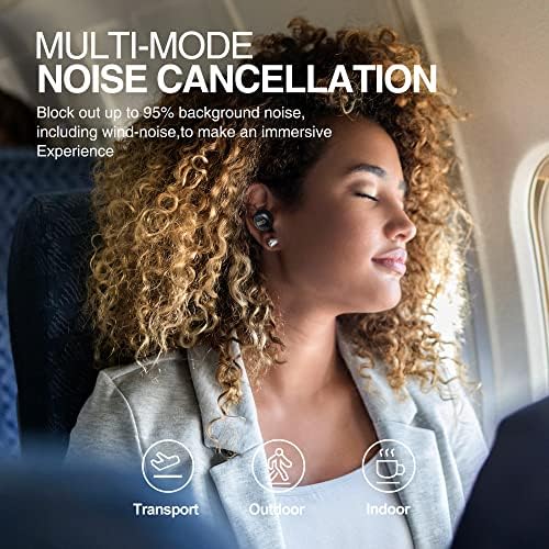QCY HT07 Wireless Earbuds with Multi-Mode Active Noise Cancelling – AI-Enhanced Call Clarity, 6 Mics for Optimal Voice Quality, 32-Hour Battery Life, Customizable EQ via App, Bluetooth 5.2 for Seamless Connectivity, Anti-Wind Noise, Perfect for Music Lovers and Professionals