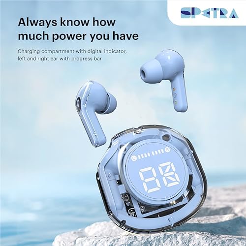 Baby Blue Crystal Earbuds – Immerse Yourself in Chic Audio Elegance with Luxurious Sound Quality & Stylish Transparent LED Charging Case – Advanced Wireless Connectivity & Quick Charge Technology for Seamless Listening Experience
