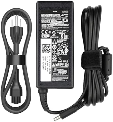 65 W High-Efficiency AC Adapter for Dell Inspiron & Vostro Series – Ultra-Compatible 4.5 mm Tip Laptop Charger with Enhanced Portability, Ideal for 3000, 5000, 7000 Models – Lightweight Design Perfect for On-the-Go Use and Travel-Friendly Power Solution