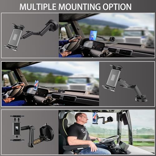 Universal Tablet Mount for Trucks & Cars – 16.9-Inch Adjustable Long Arm Suction Cup Holder | Secure Dashboard & Windshield Solution for i Pads & Tablets | Enhanced Stability for Safe Navigation & Hands-Free Operation