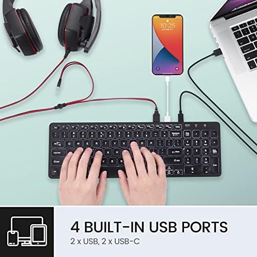 Transform Your Workspace with the Perixx PERIBOARD-215 B US Wired Keyboard – Ultra-Slim Design, Scissor Switch Keys for Silent Precision, Dual USB-A & USB-C Ports for Ultimate Connectivity, Detachable Cable for On-the-Go Convenience, Sleek Black Finish Perfect for Any Aesthetic, Compatible Across Multiple Operating Systems for Versatile Use – Elevate Your Typing Experience Today!