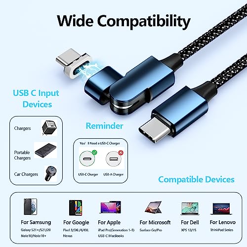 Ultimate 6.6 ft USB-C Magnetic Charger Cable – 2 Pack with 180-Degree Rotation for Effortless Connectivity, High-Speed 100 W Power Delivery for Mac Book Pro 2020, Samsung Galaxy S23/S22/S21 & Nintendo Switch – Durable Nylon Braided Design for Tangle-Free Use and Enhanced Device Compatibility