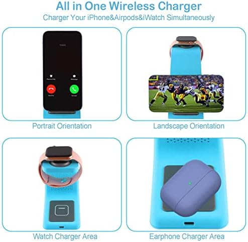 YOCUNKER 3-in-1 Qi Wireless Charging Dock – Efficient Space-Saving Solution for i Phone 14/13/12/11 Pro Max, Apple Watch Series 7/SE/6/5/4/3/2 & Air Pods 3/Pro/2 – Fast, Reliable Power with Enhanced Safety Features – Streamline Your Charging Experience and Declutter Your Workspace with This Sleek, Compact Design