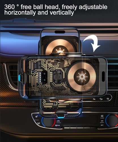 Smart Sensor Wireless Car Charger & Phone Holder – 15 W Fast Charging for i Phone & Samsung – Auto-Clamping Air Vent Mount with Transparent Design – Enhanced Compatibility & Effortless Use