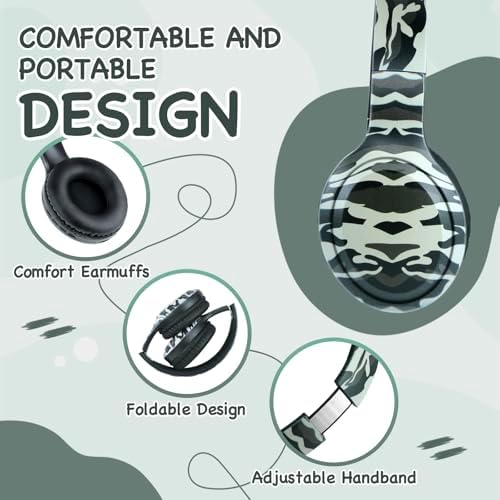 Advanced Bluetooth 5.3 Over-Ear Kids Headphones – Foldable Wireless Design with HD Sound, Built-In Microphone, and Safe Volume Control for Music, Gaming, and Movies – Universal Compatibility with Smartphones & Tablets (Black)