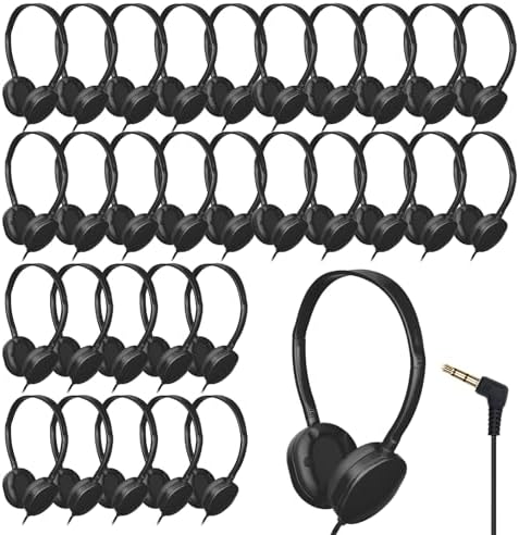 Elevate Educational Engagement with 20 Pack Multi-Color Classroom Headphones – Durable, Lightweight Earphones for All Ages, Ideal for Versatile Learning Environments and Device Compatibility