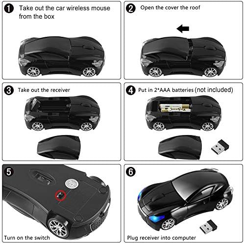 Sleek Yellow Wireless Car Mouse – Cool Sports Car Design for Enhanced Precision with 1600 DPI Optical Technology | Lightweight & Portable USB Receiver Mouse for Laptops, PCs, and Travel | Perfect Gift for Tech Lovers and Professionals
