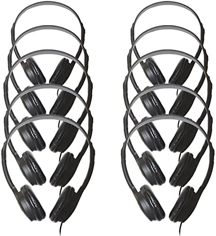 Enhance Classroom Learning with 10-Pack Over-Ear Headphones – Comfortable Leatherette Earpads, High-Quality 3.5 mm Stereo Sound, Ideal for Student Engagement and Focused Study Sessions – Fast Connectivity and Versatile Device Compatibility for Seamless Educational Experiences